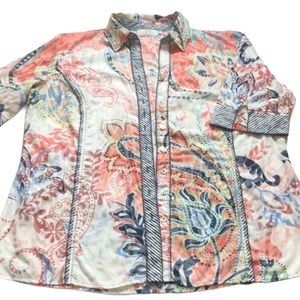 Paisley print lightweight blouse. Sz L